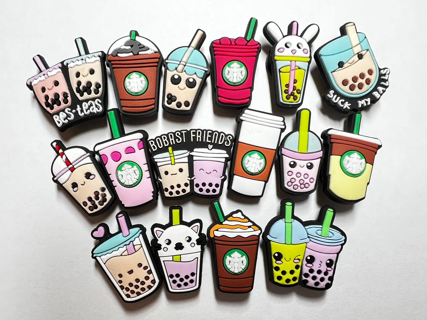 Té de burbujas Té Boba Café y más bebidas amuletos para zapatos