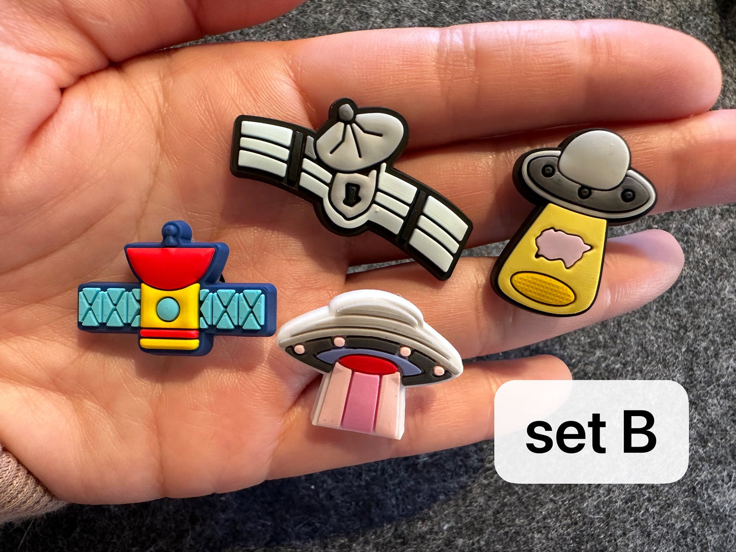 Cute Astronaut Planet Space Rocket Ship space station Theme and more shoe charms
