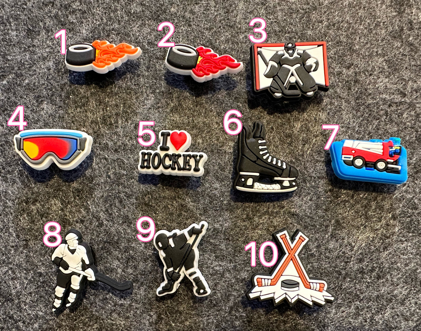 Hockey theme I love Hockey ice skating shoe charms