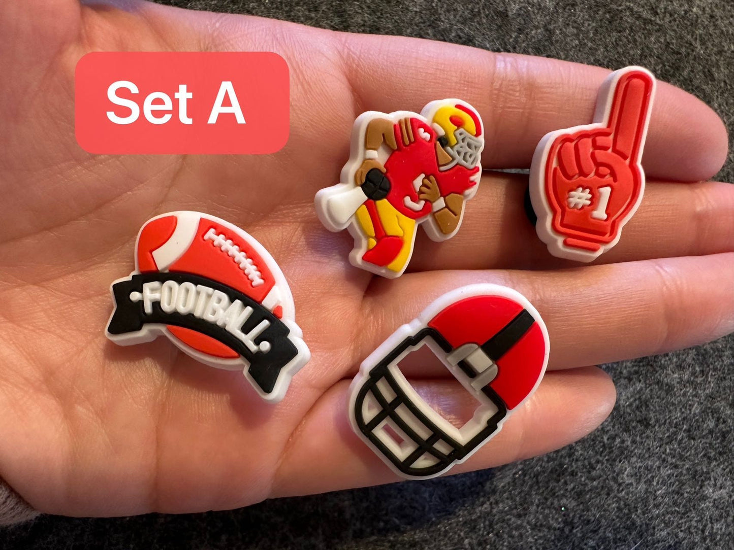 Football Game theme I love foot ball shoe charms