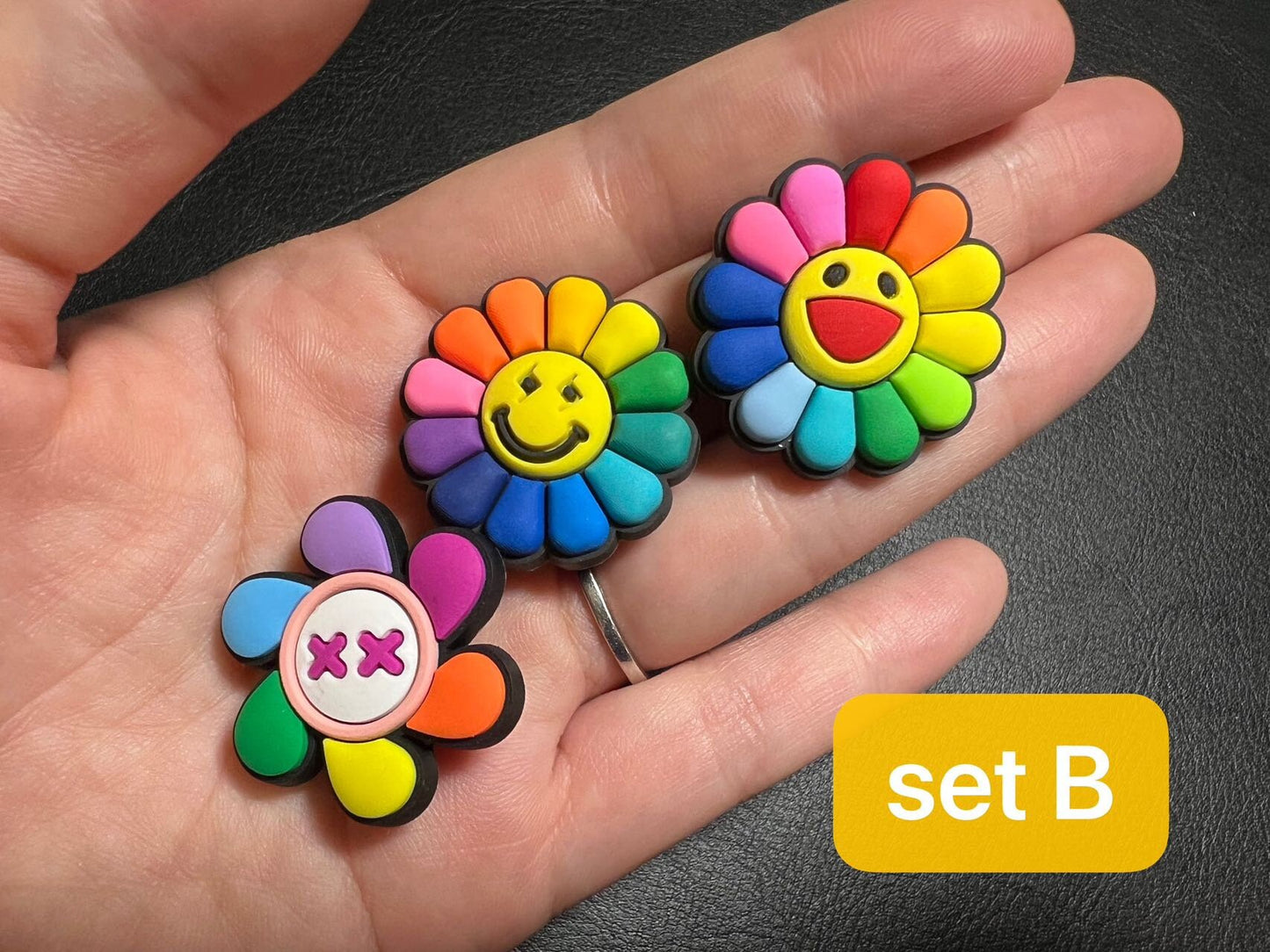 Colorful Rainbow flowers Theme Fancy shoe charms and more