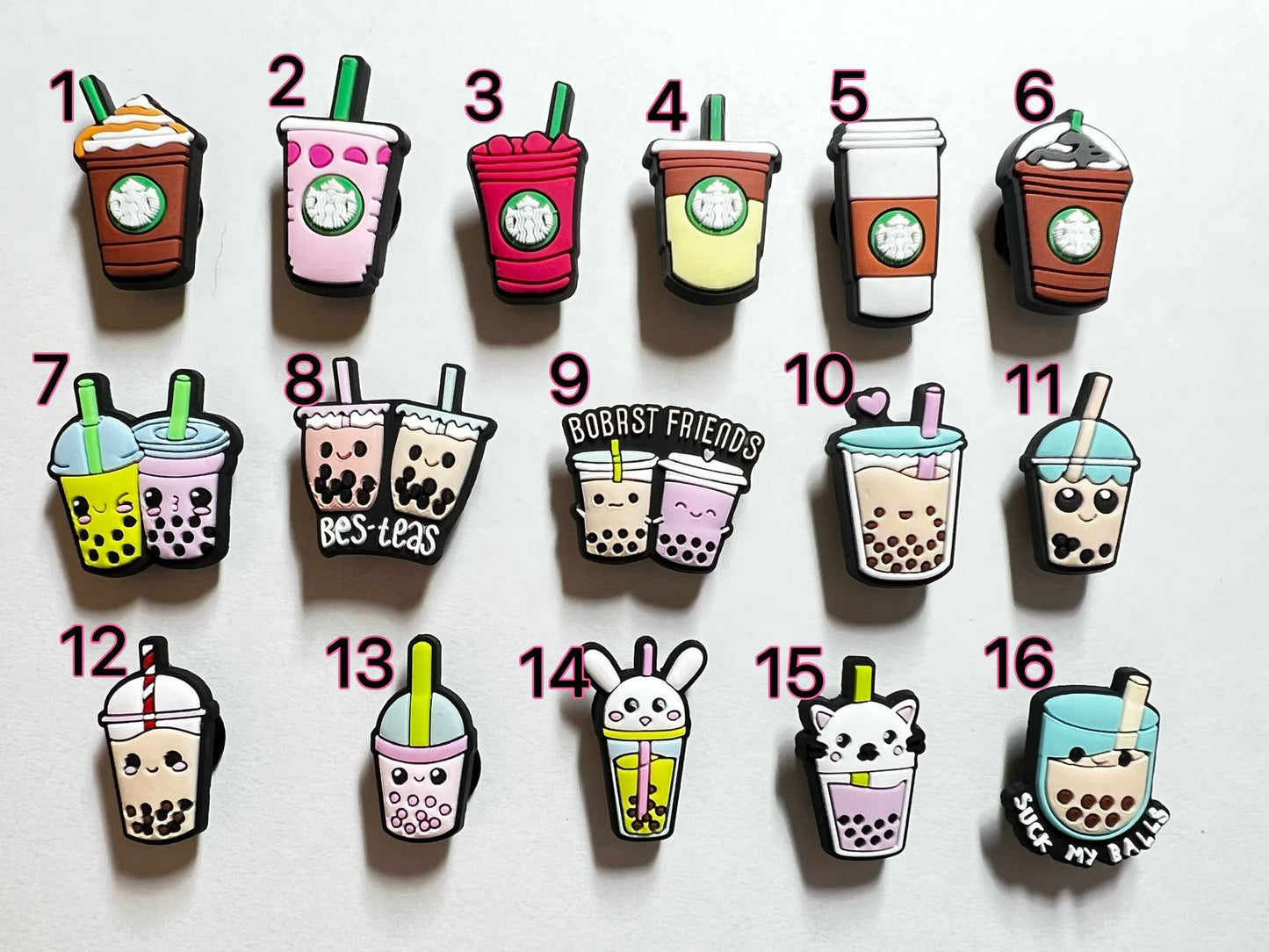Té de burbujas Té Boba Café y más bebidas amuletos para zapatos