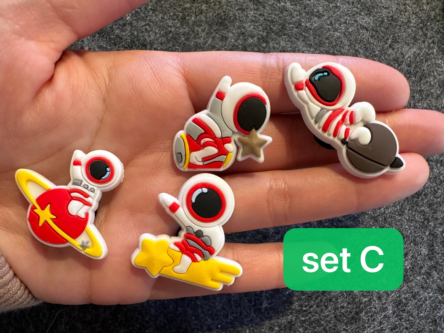 Cute Astronaut Planet Space Rocket Ship space station Theme and more shoe charms