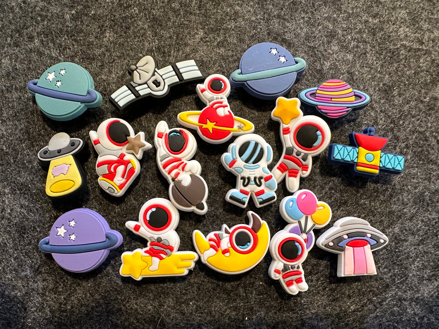 Cute Astronaut Planet Space Rocket Ship space station Theme and more shoe charms