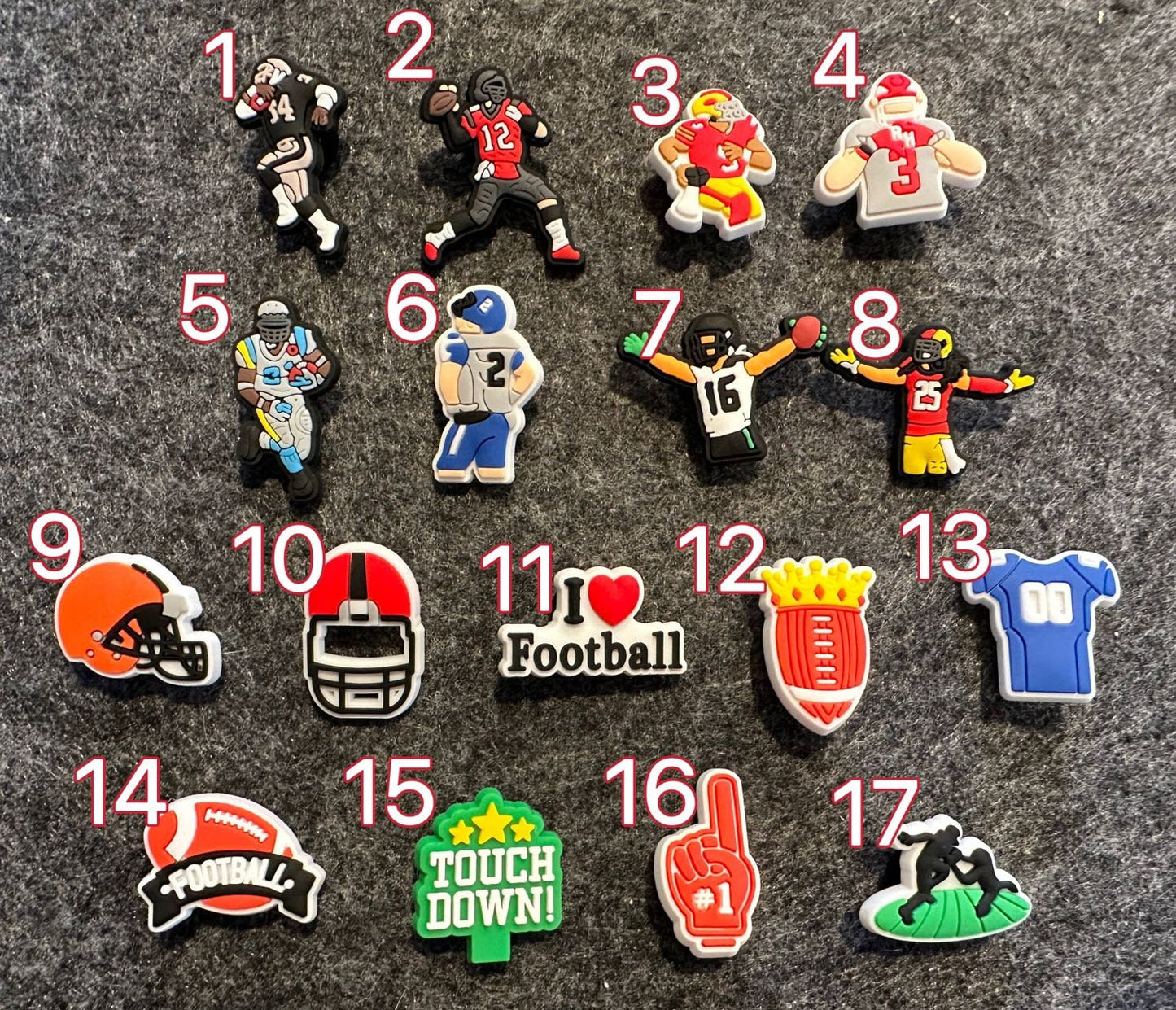 Football Game theme I love foot ball shoe charms