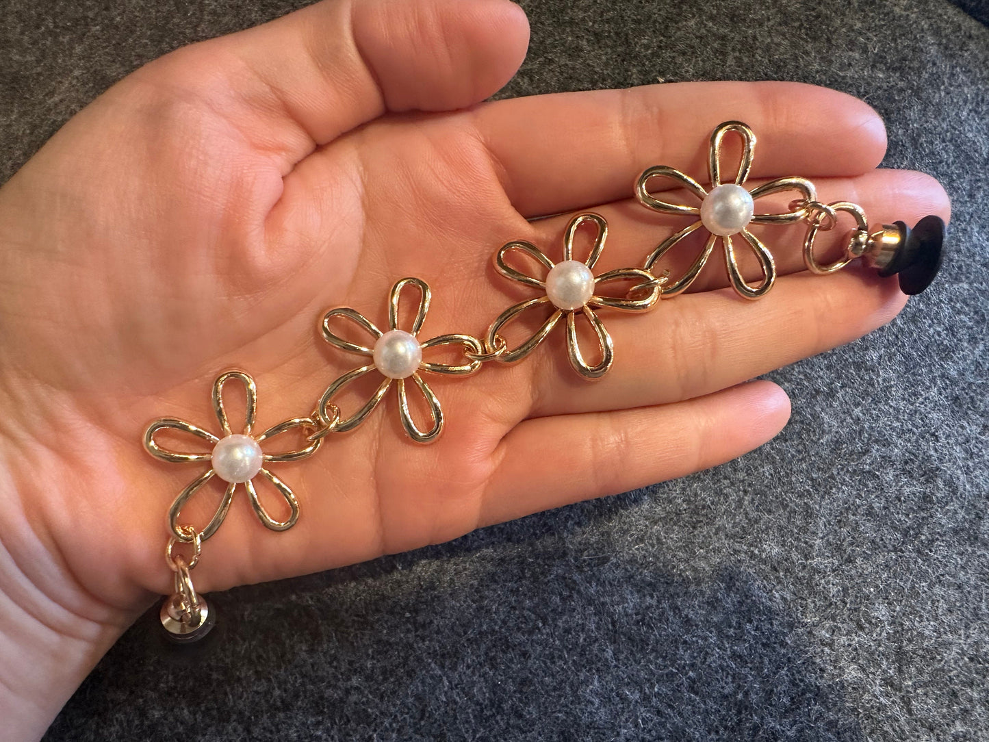 Flower and Pearl Chain Gold Chain Silver Diamond Chain for DIY Unique Special Shoes