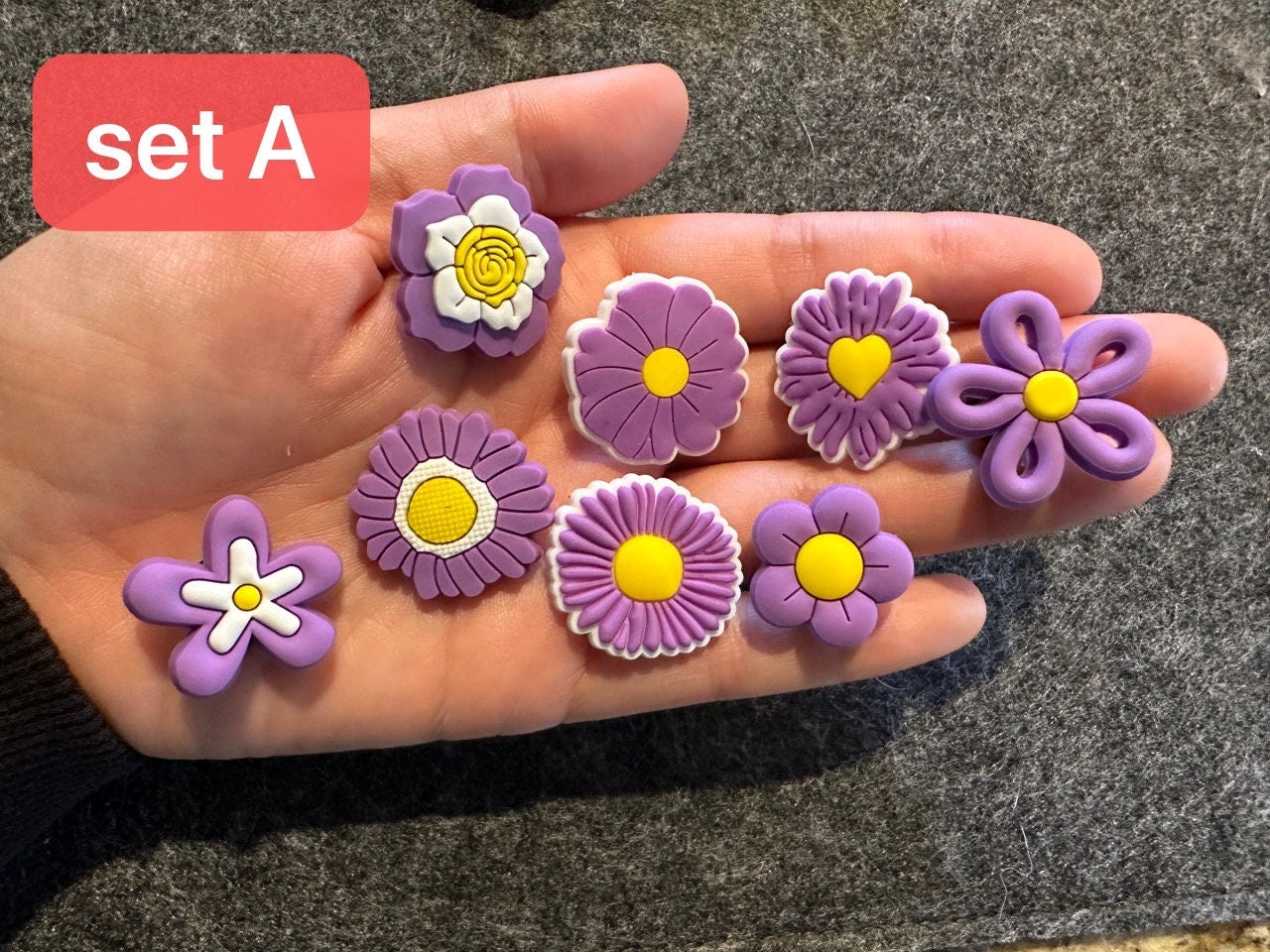Colorful Flowers Design Theme Shoe Charms JuliesDecalDesign purple and pink