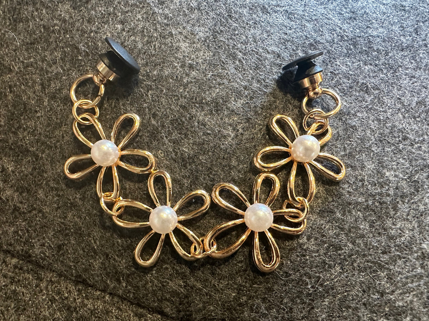 Flower and Pearl Chain Gold Chain Silver Diamond Chain for DIY Unique Special Shoes