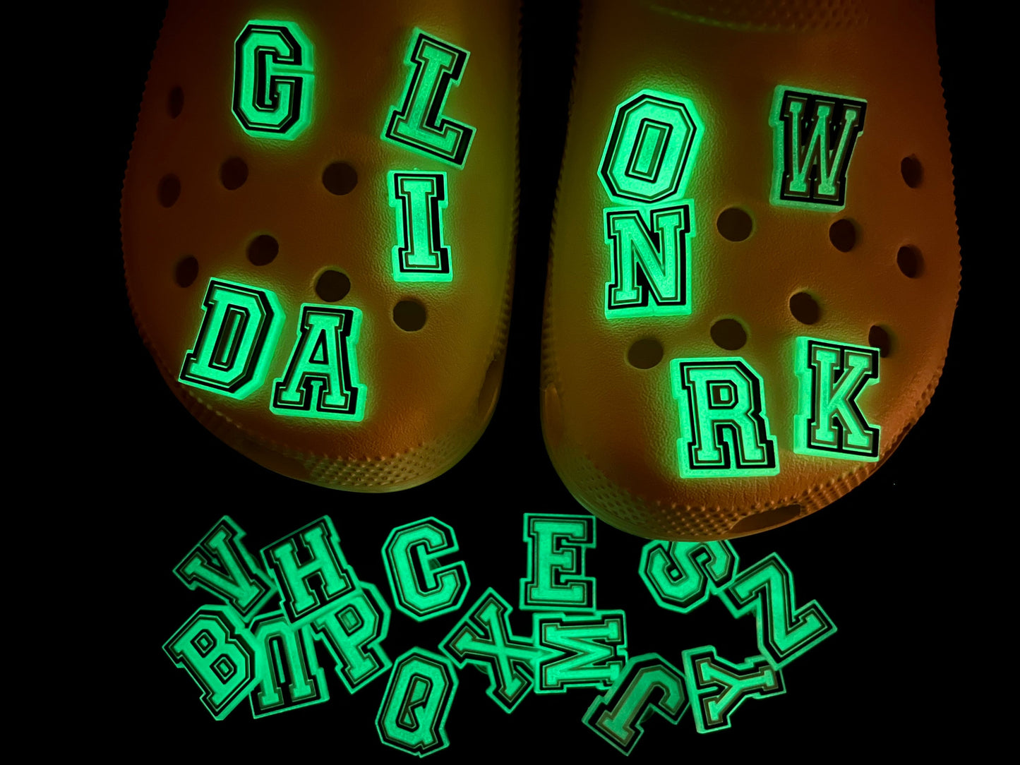 Glow In the Dark Design Kids Alphabet Letter Shoe Charms Best Quality JuliesDecalDesign