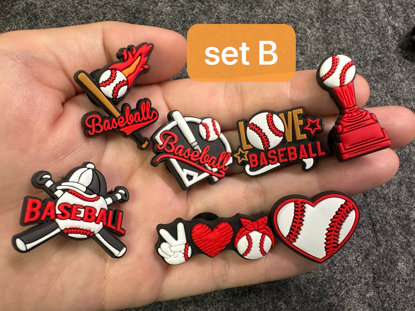 Amuletos de zapatos con tema de béisbol