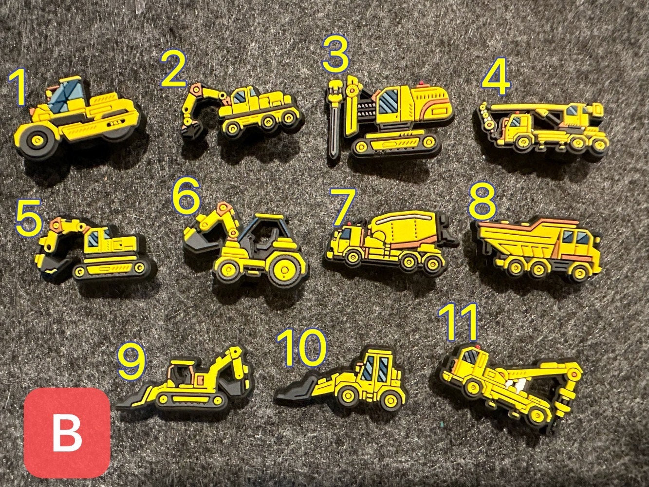 Excavator concrete machine Construction crane Boring Machine Vehicle Road Pile Driver Design shoe charms