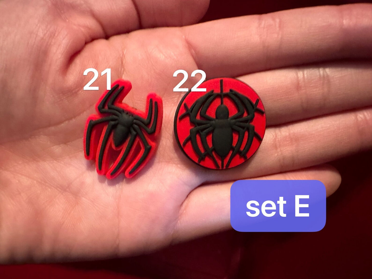 Spider Design Shoe Charms Red and Black