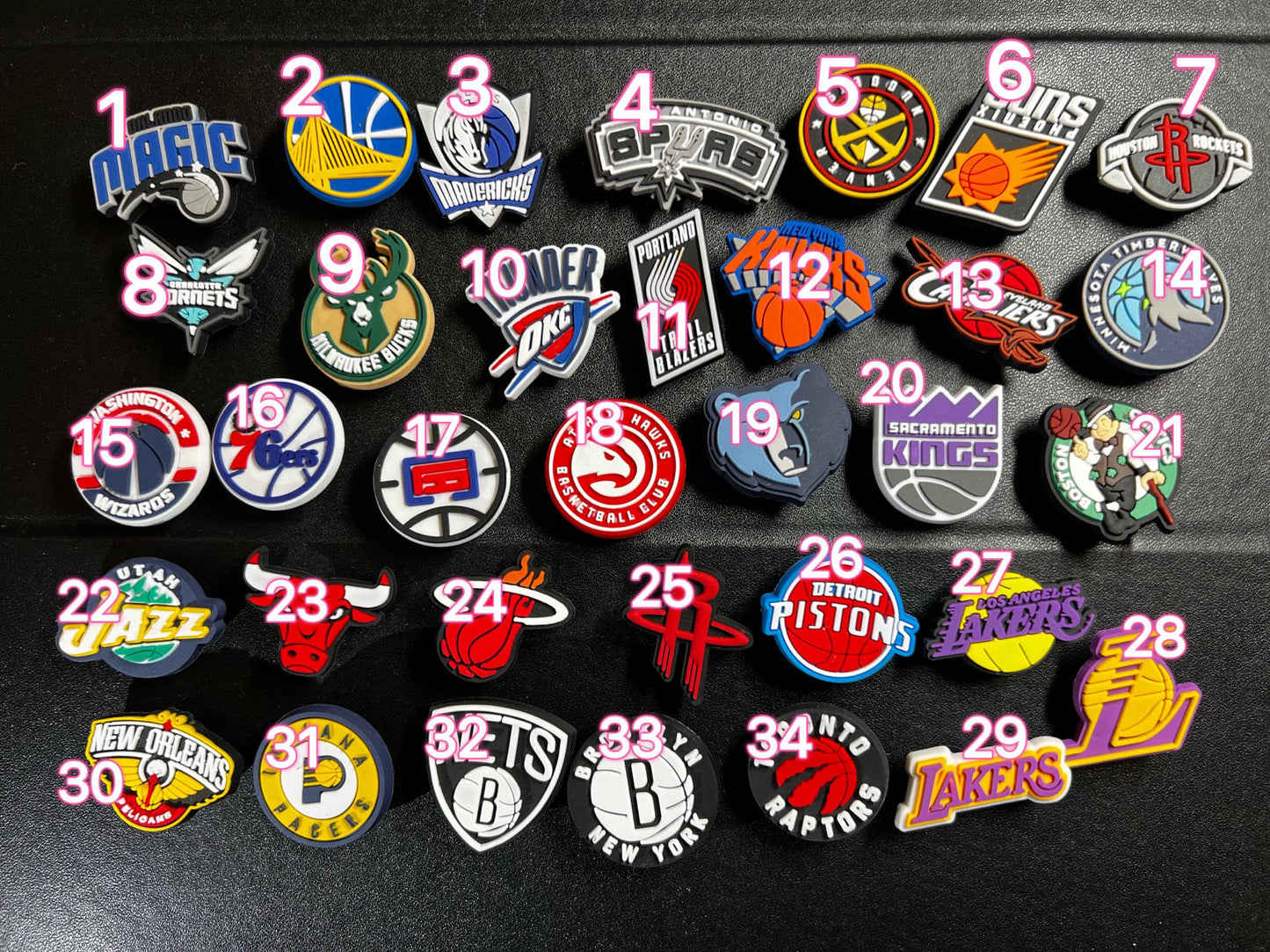 Charms para zapatos de la NBA con logo del equipo de baloncesto