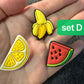Yummy Fruits Design Theme Apple Banana Strawberry Cherry Blueberry Watermelon Avocado and more shoe charms