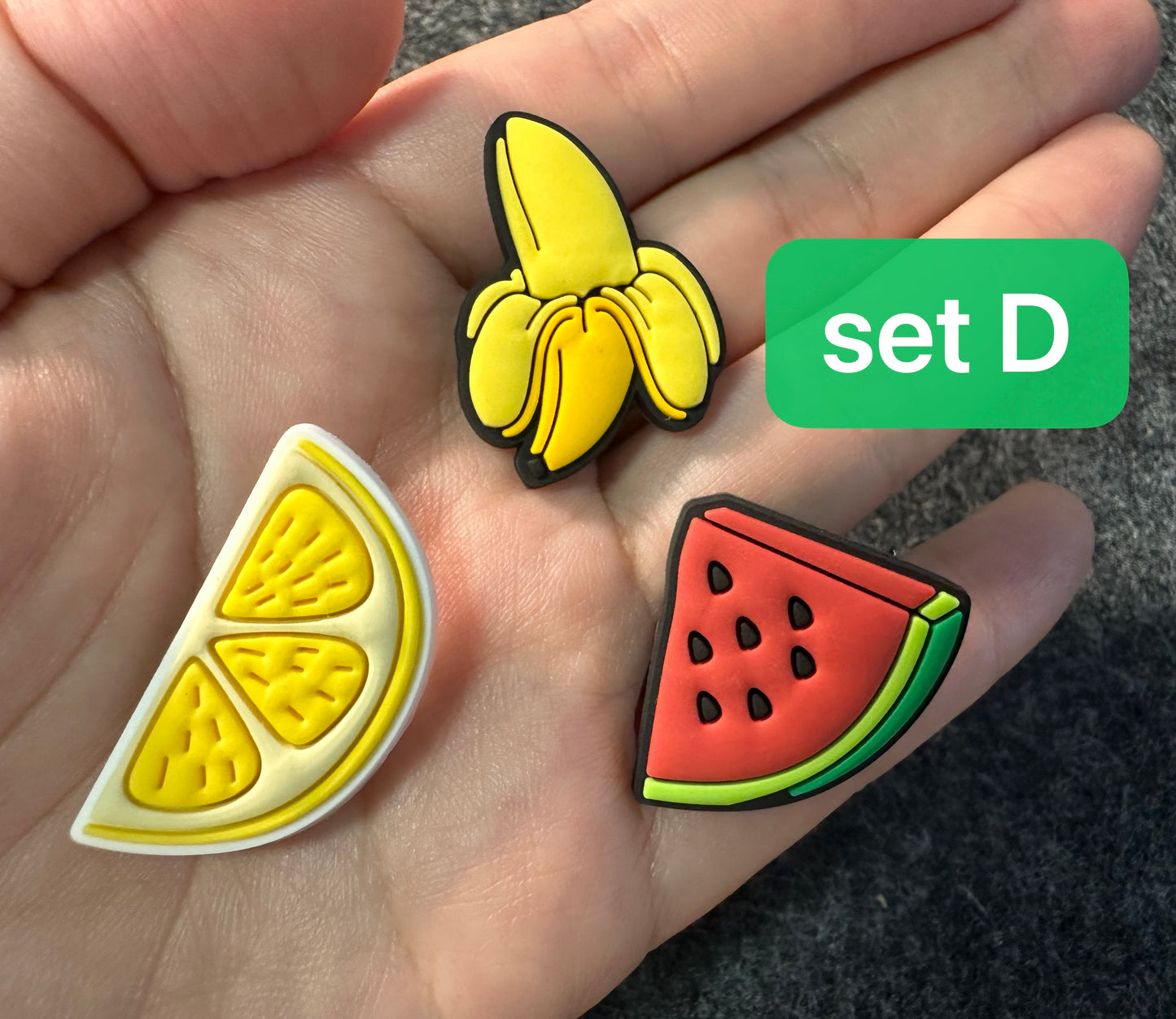 Yummy Fruits Design Theme Apple Banana Strawberry Cherry Blueberry Watermelon Avocado and more shoe charms