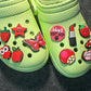 RED Theme Fancy shoe charms strawberry apple mushroom lipstick owl star butterfly car and more