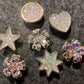 Bling Fancy Metal GEM Rhinestone Flowers round star heart bow and more Shoes Charms silver/golden for DIY Unique Special Shoes