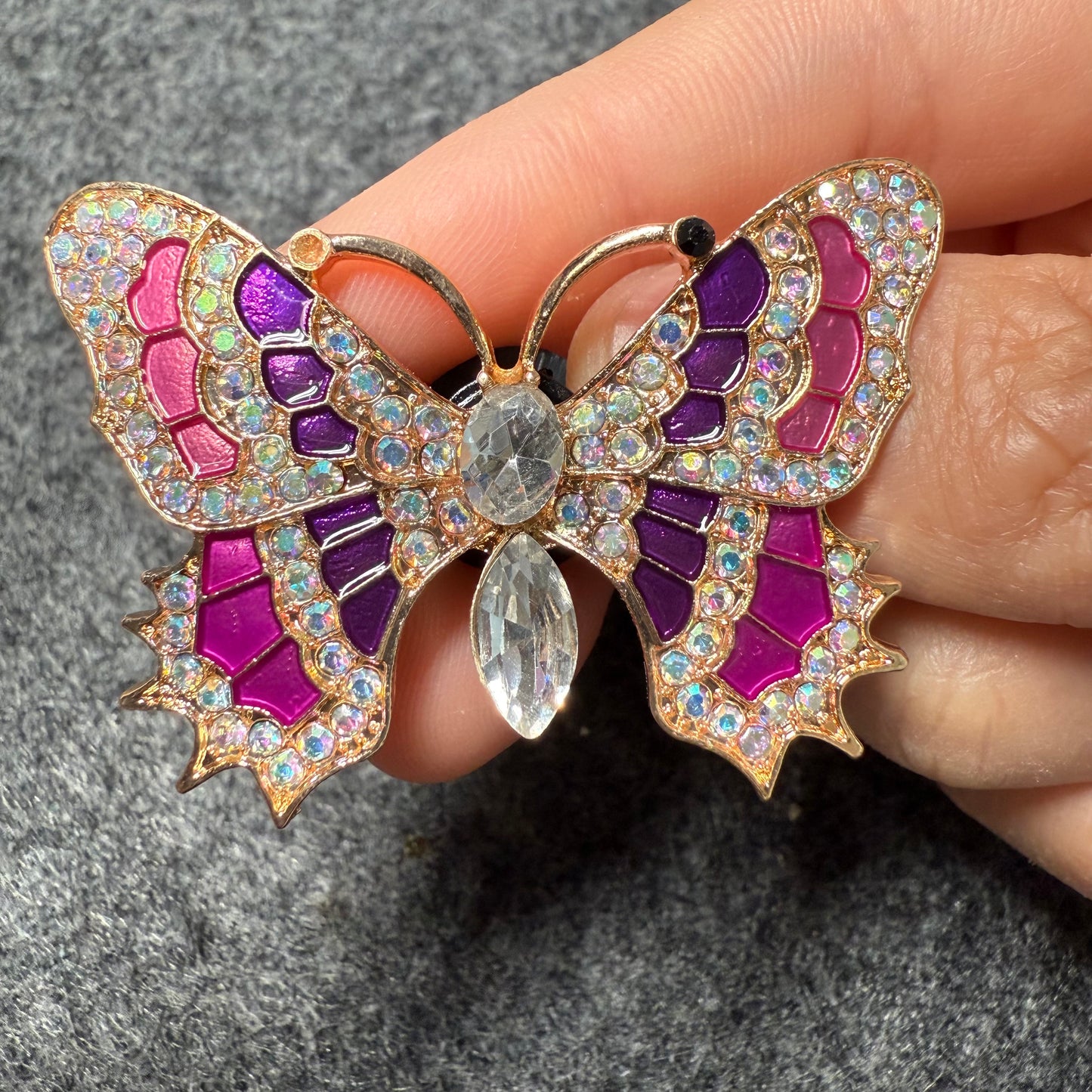 Bling Fancy Metal GEM Rhinestone Clover & Butterfly shoe charms for DIY Unique Special Shoes