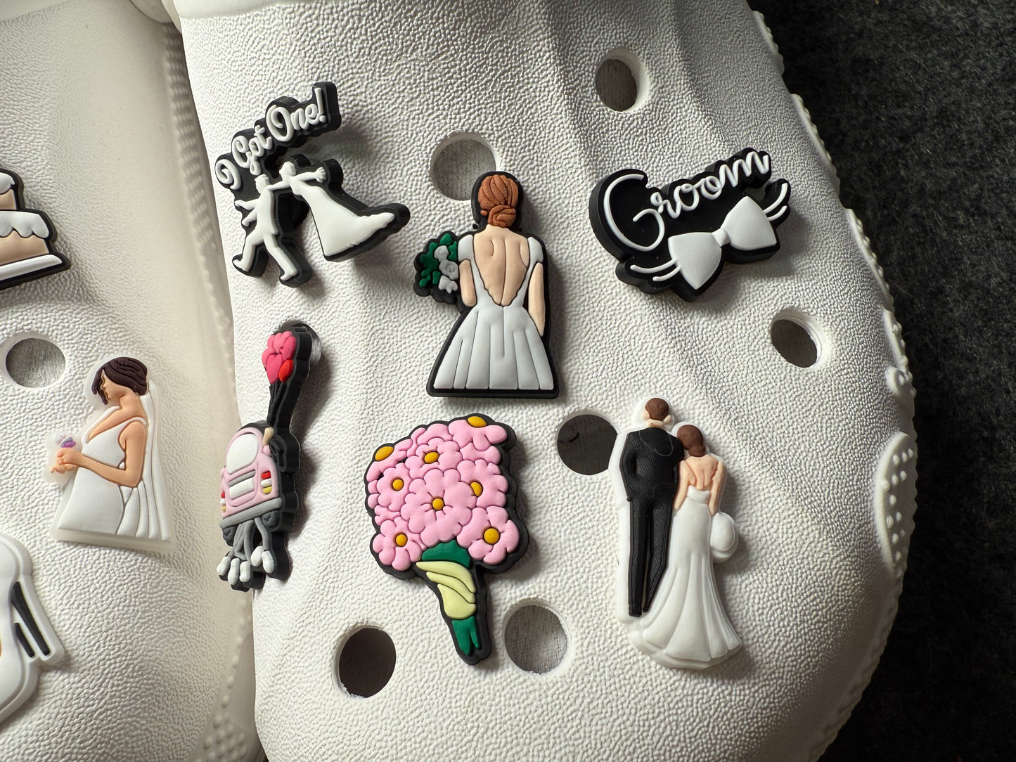 Wedding Bride and Groom Design Marriage Theme Shoe Charms Best Quality JuliesDecalDesign