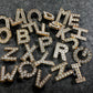 Large size Bling Bling Gold or Silver Metal Design Alphabet Letter Shoe Charms quarter size