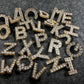 Large size Bling Bling Silver or Gold Metal Design Alphabet Letter Shoe Charms quarter size