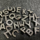 Large size Bling Bling Silver or Gold Metal Design Alphabet Letter Shoe Charms quarter size