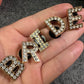 Large size Bling Bling Silver or Gold Metal Design Alphabet Letter Shoe Charms quarter size