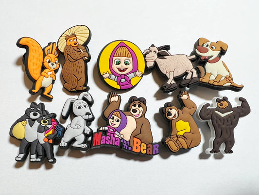 Cute Girl and Bear and more animals Cartoon Cute Anime Characters shoe charms