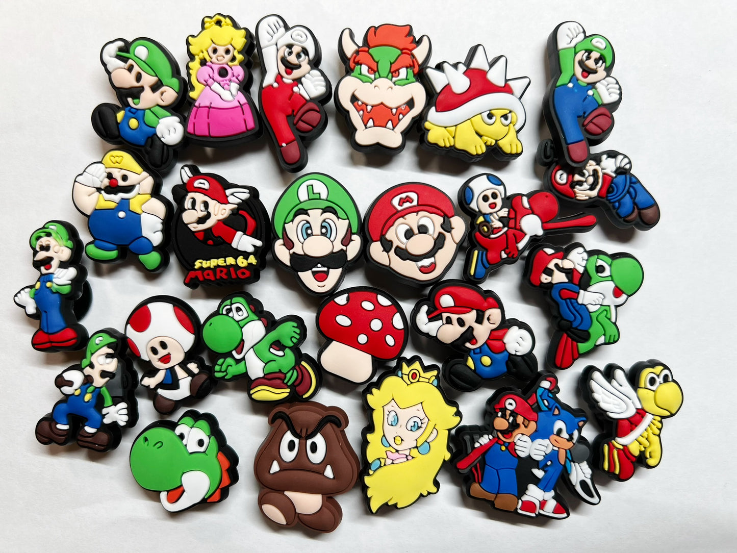 Cartoon Super Mario game and movie character and more shoe charms