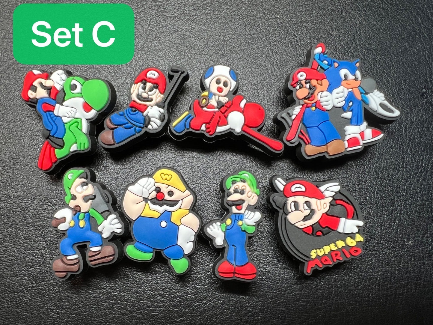 Cartoon Super Mario game and movie character and more shoe charms