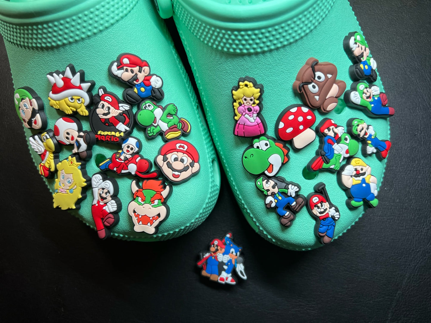 Cartoon Super Mario game and movie character and more shoe charms