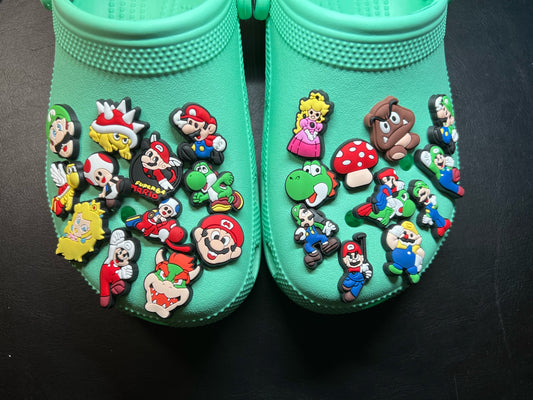 Cartoon Super Mario game and movie character and more shoe charms