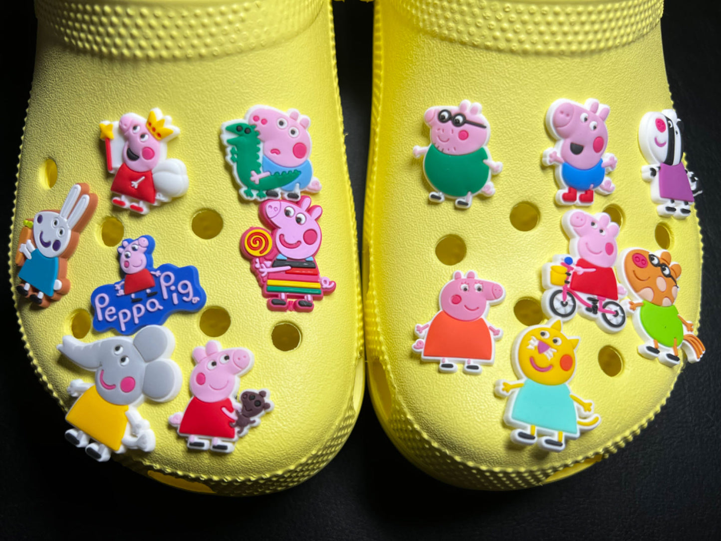 Peppa pig character and more shoe charms