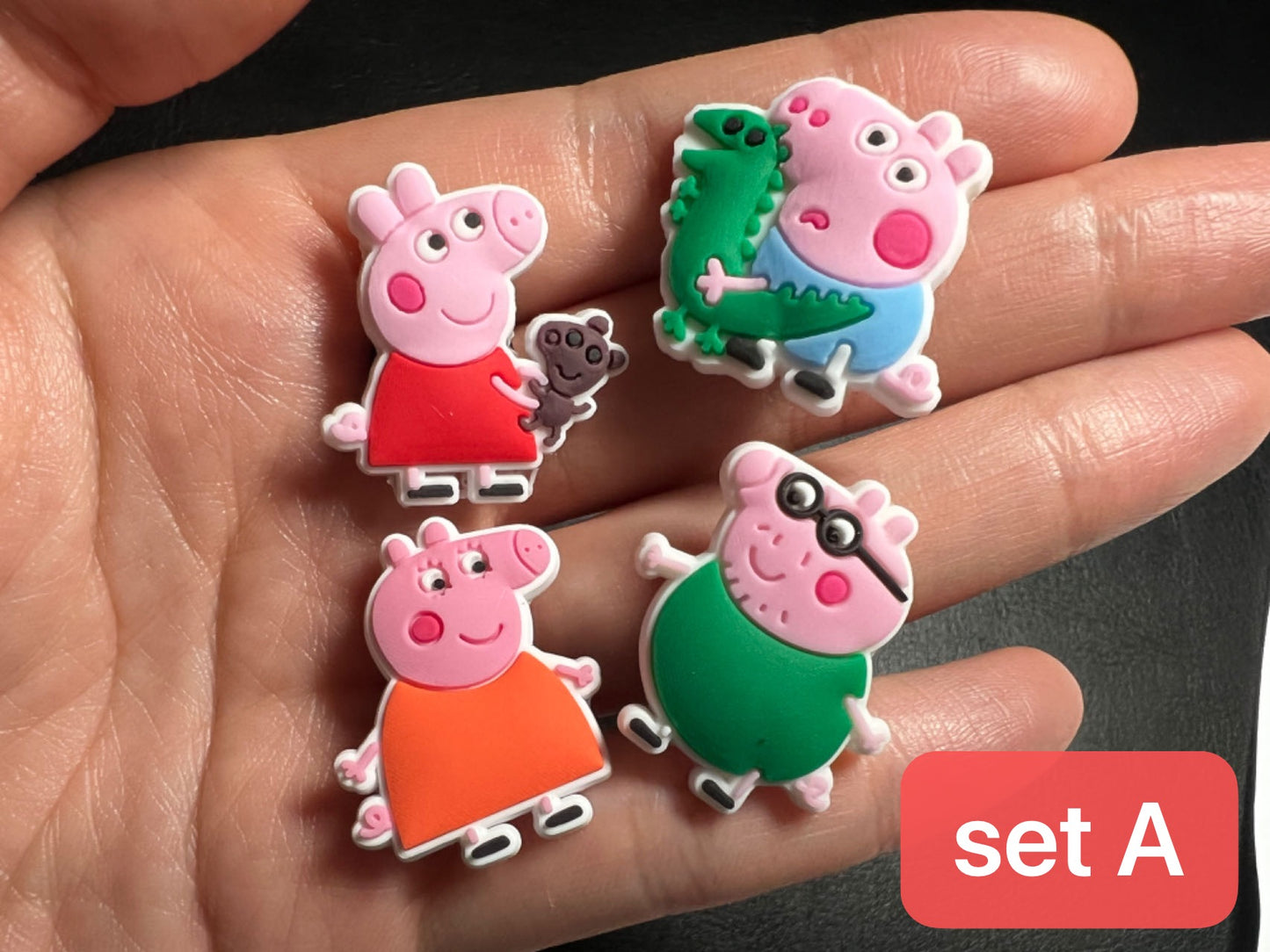 Peppa pig character and more shoe charms