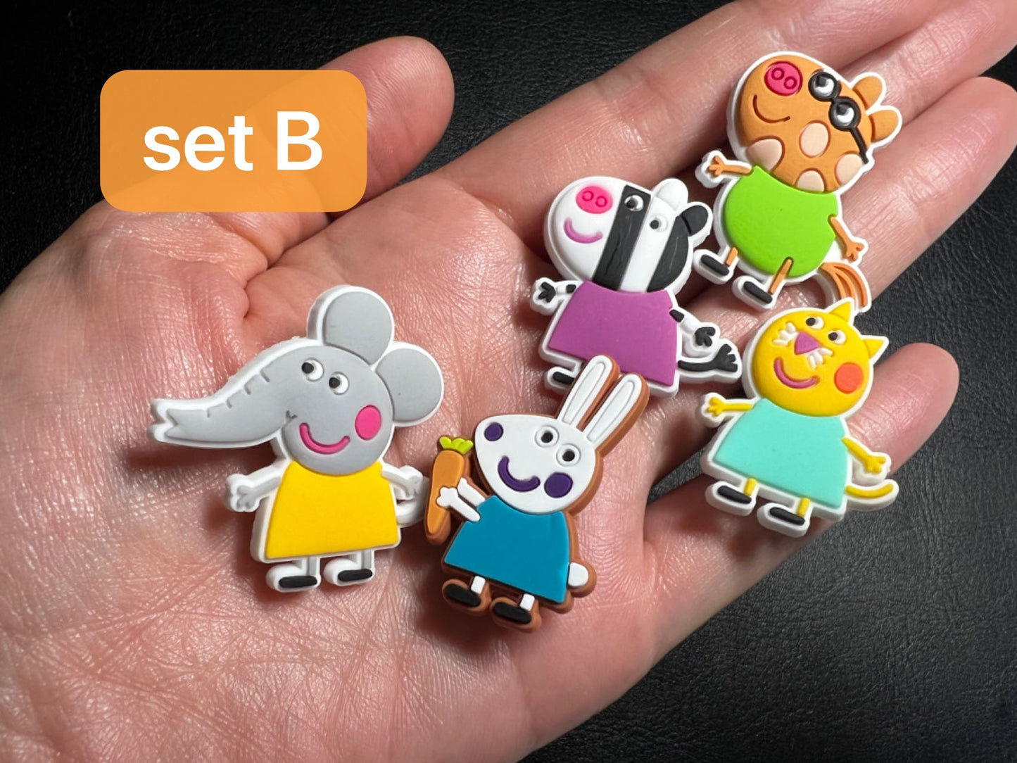 Peppa pig character and more shoe charms