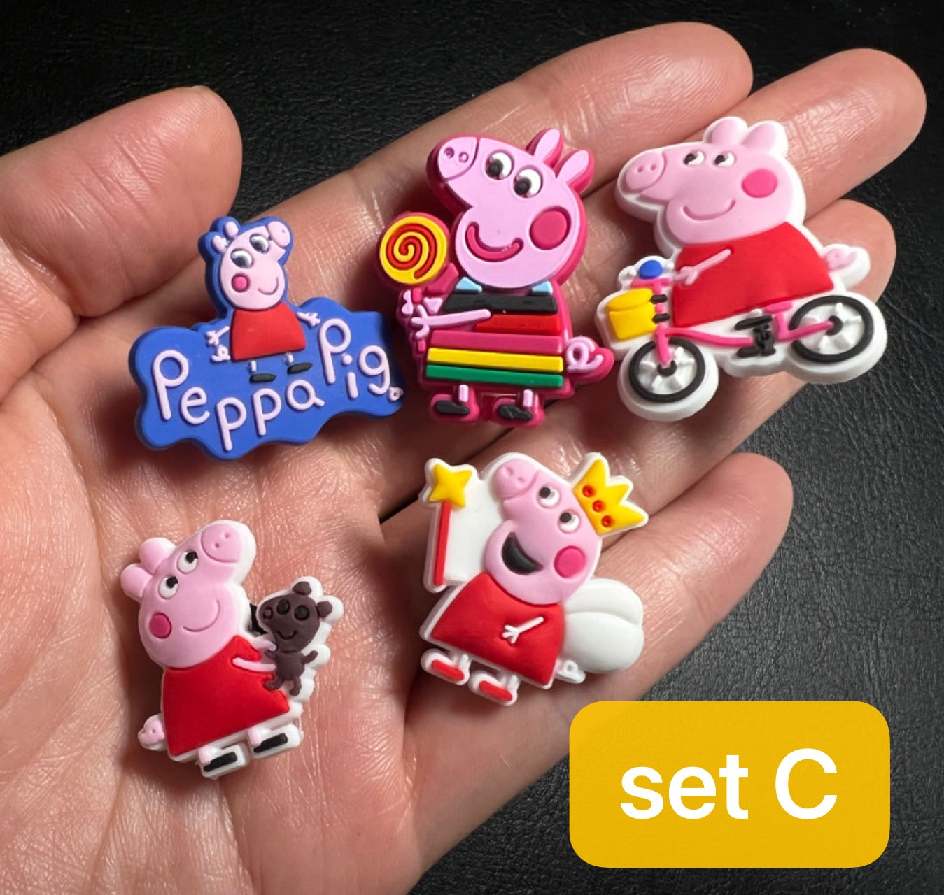 Peppa pig character and more shoe charms