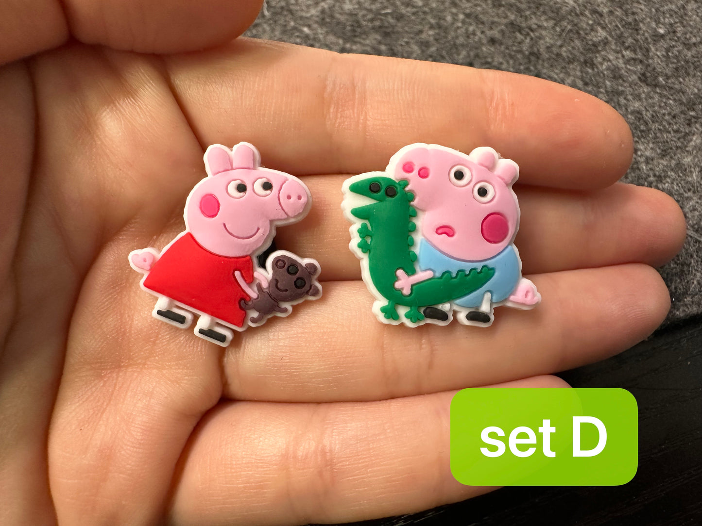 Peppa pig character and more shoe charms