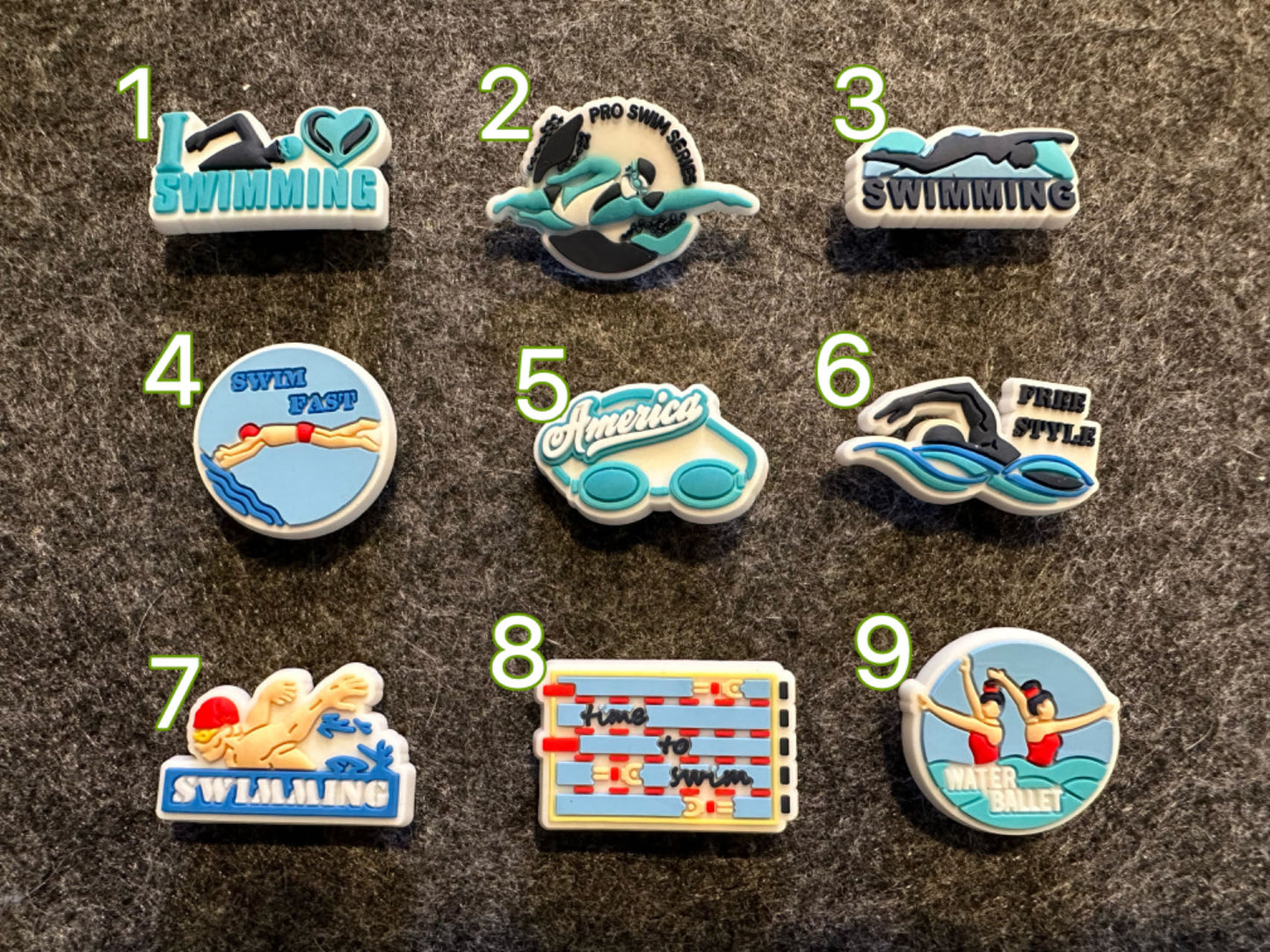 Swimming theme shoe charms water ballet free style summer holiday swim training