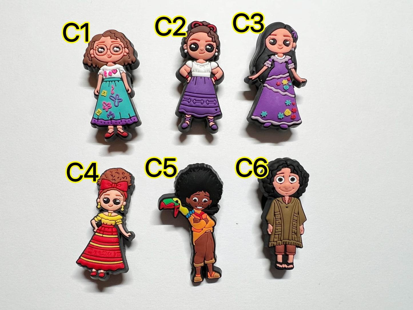 Encanto characters shoe charms different sizes