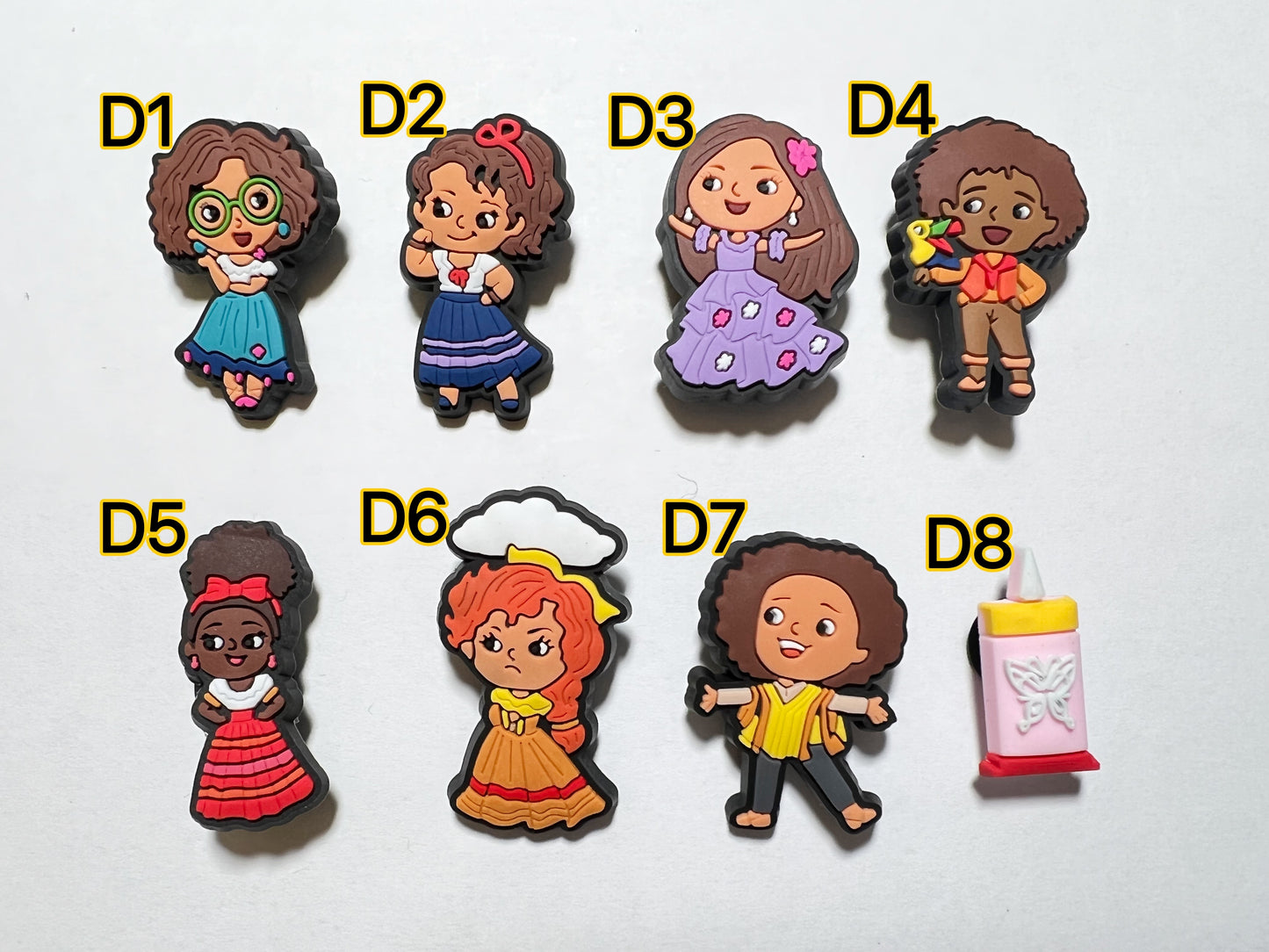 Encanto characters shoe charms different sizes