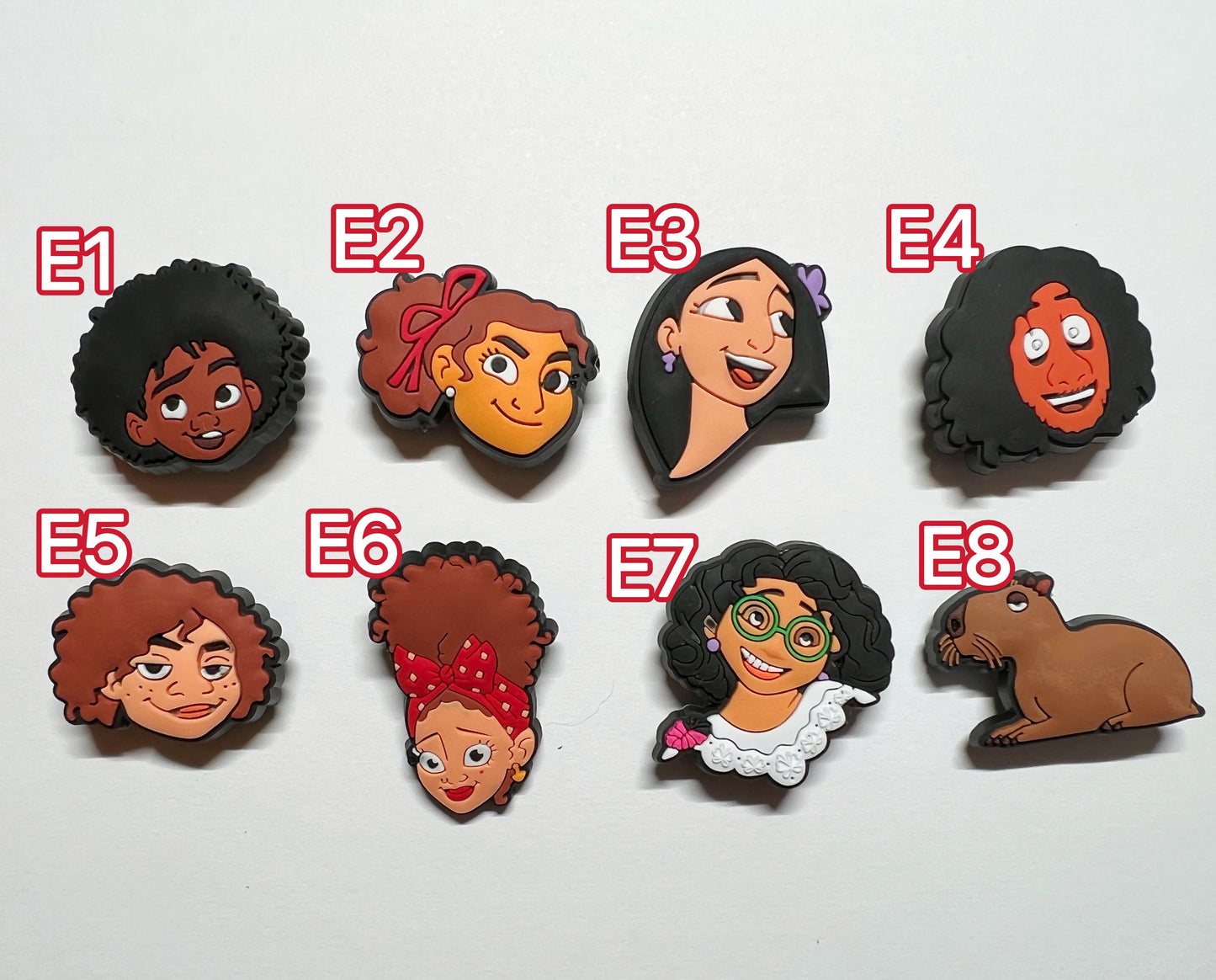 Encanto characters shoe charms different sizes