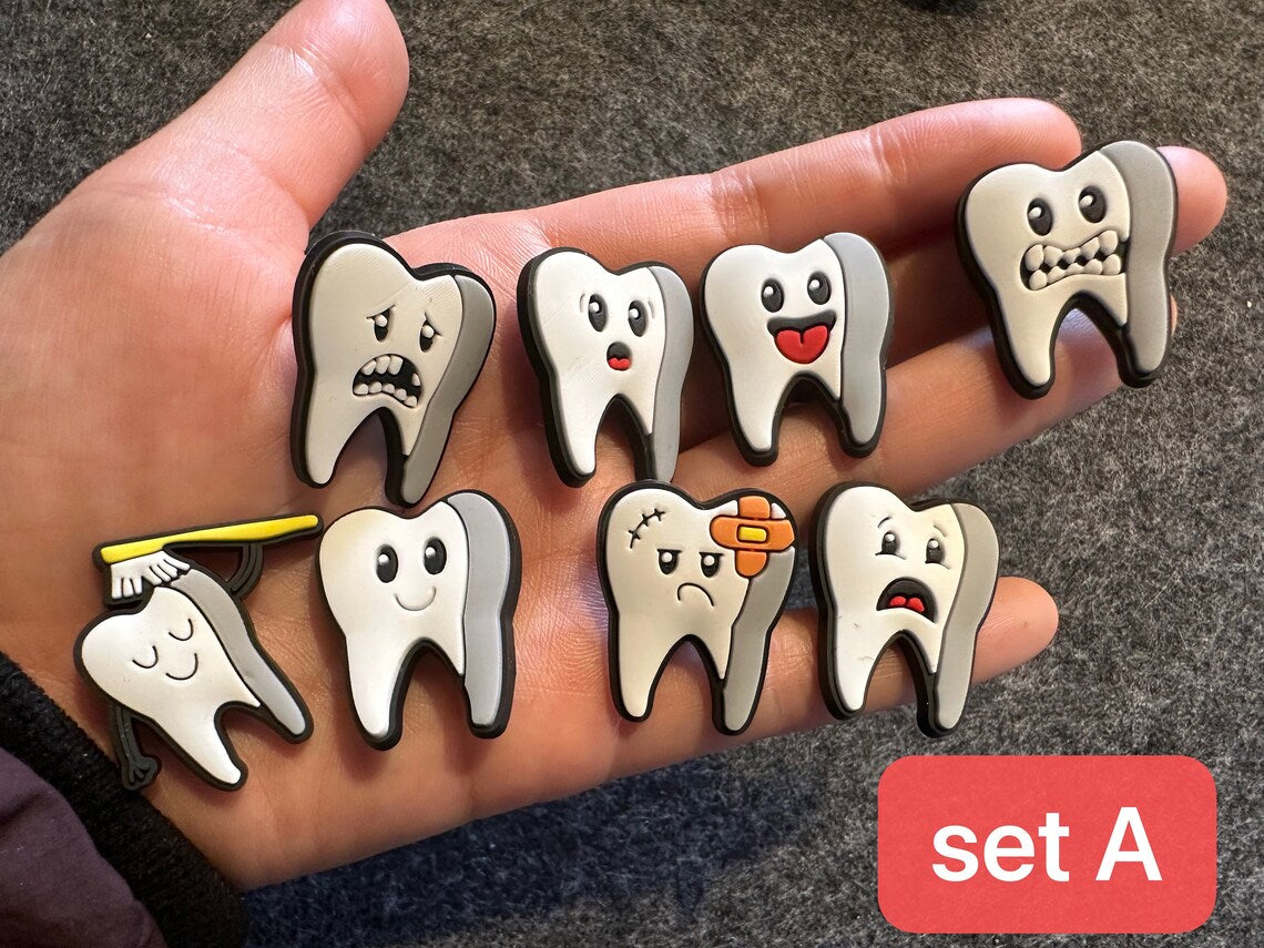 Cute Teeth Tooth Kids Dentist Check Up Toothbrush Design Love my Dentist Theme and more shoe charms