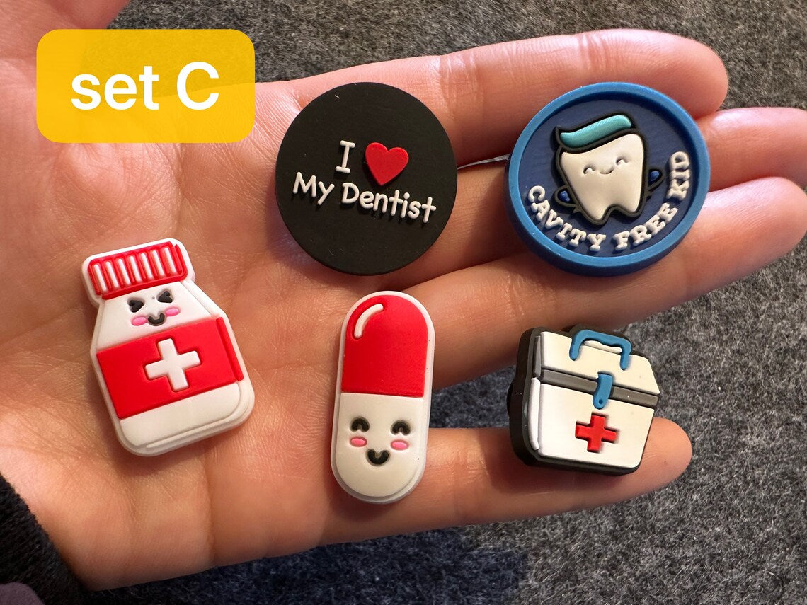 Cute Teeth Tooth Kids Dentist Check Up Toothbrush Design Love my Dentist Theme and more shoe charms