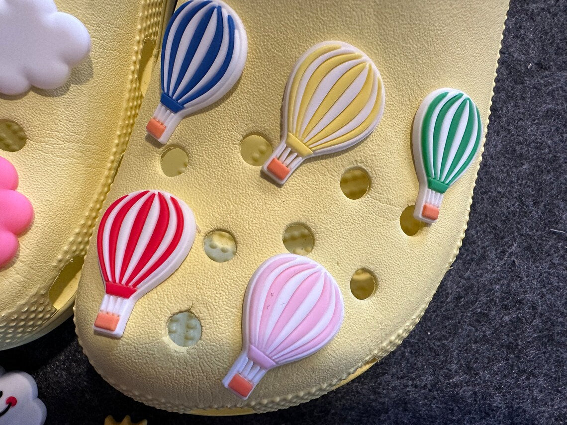 Colorful clouds sunshine hot air balloon Theme and more shoe charms