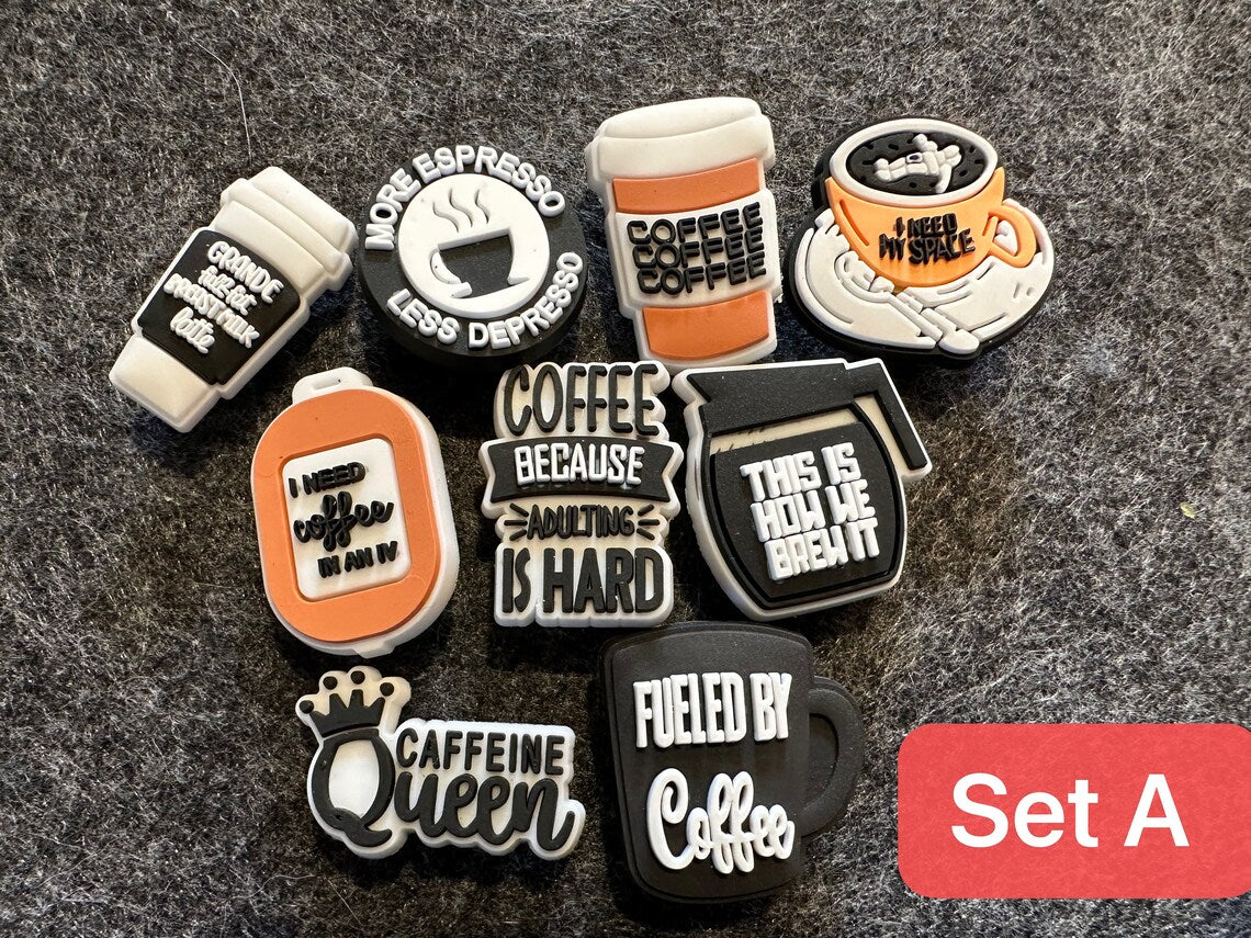 Coffee and Friends Theme Shoe Charms Best Quality JuliesDecalDesign