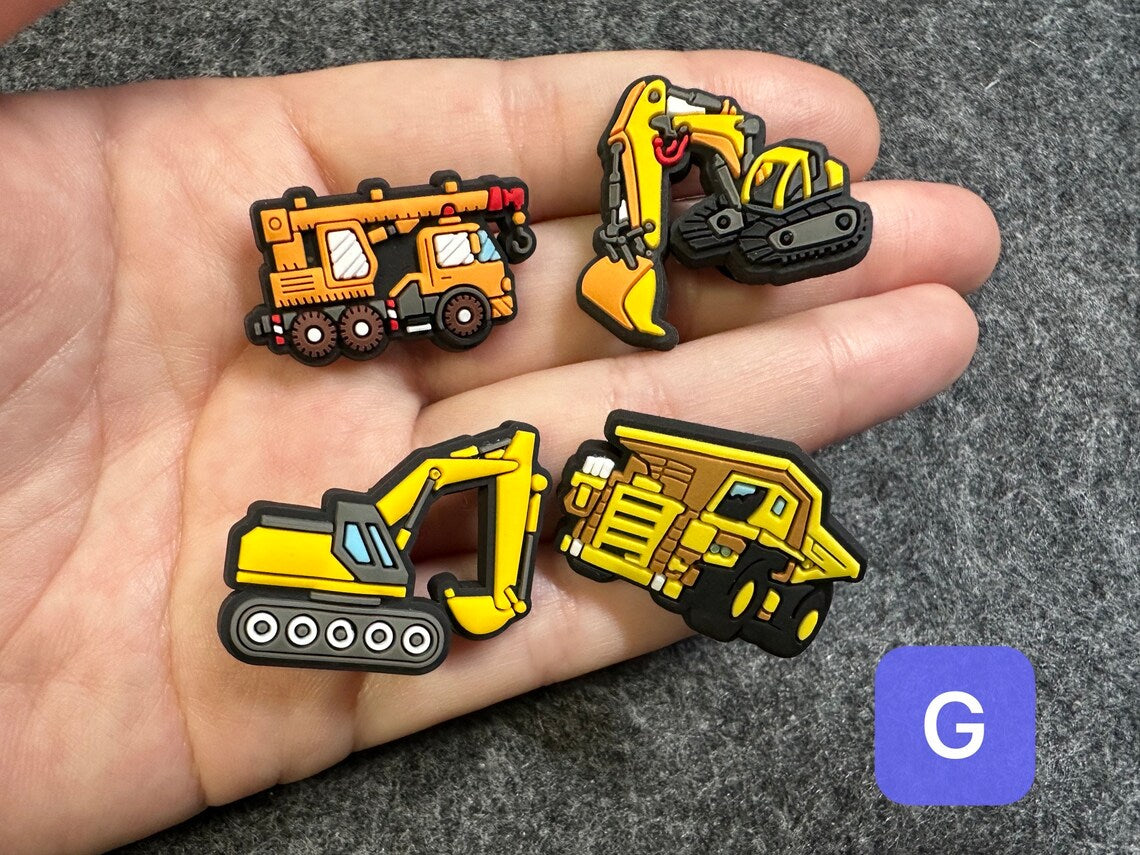 Excavator concrete machine Construction crane Boring Machine Vehicle Road Pile Driver Design shoe charms