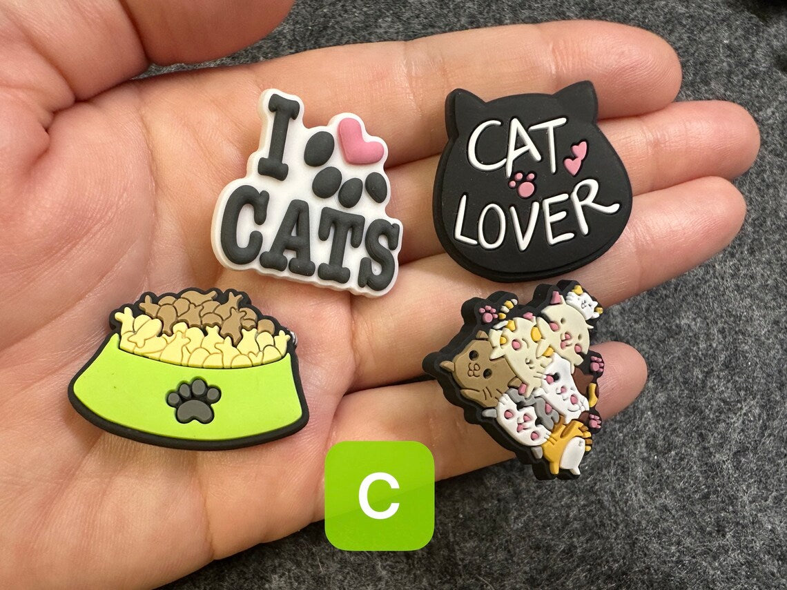 CAT KITTEN Theme Shoe Charms I love cats cat lover pet bowl and more