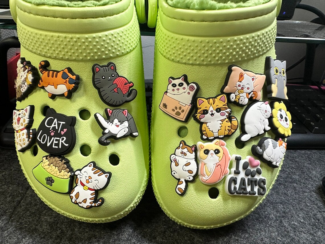 CAT KITTEN Theme Shoe Charms I love cats cat lover pet bowl and more