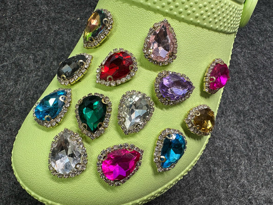 Bling Bling Large Water Drop Shape Metal GEM Rhinestones Shoe charms Unique Special