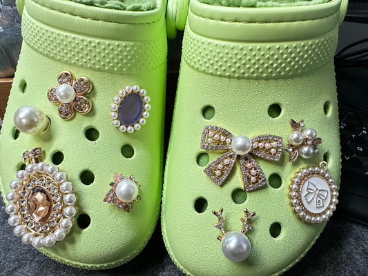 Metal GEM pearl White fancy Theme Unique Special Croc Shoes Valentine's Day Gift DIY shoe charms